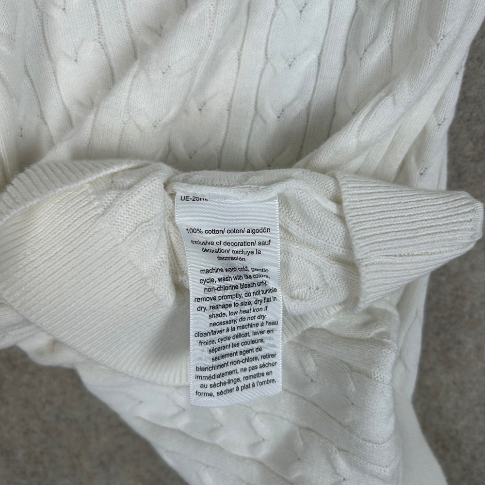 Tommy Hilfiger Sweater Womens Size M White Cable Knit Boat Neck Billie J1XS0477 - Picture 7 of 8